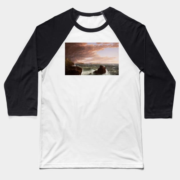 Views Across Frenchman's Bay from Mt. Desert Island, After a Squall by Thomas Cole Baseball T-Shirt by Classic Art Stall